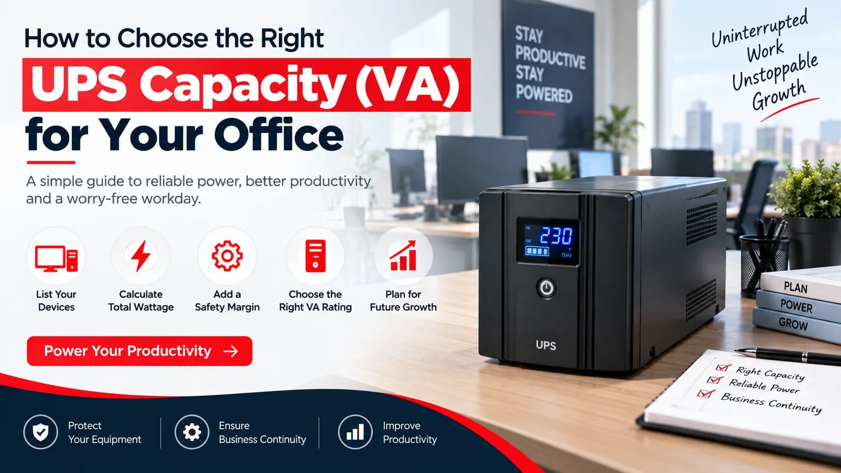 How to Choose the Right UPS Capacity (VA) for Your Office